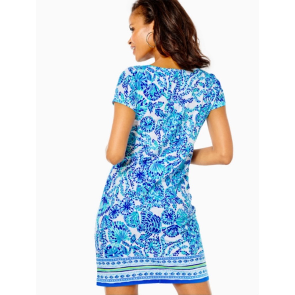 Lilly Pulitzer UPF 50+ Sophiletta Dress, Turquoise Oasis Shell Me You Love Me, L - Picture 13 of 14
